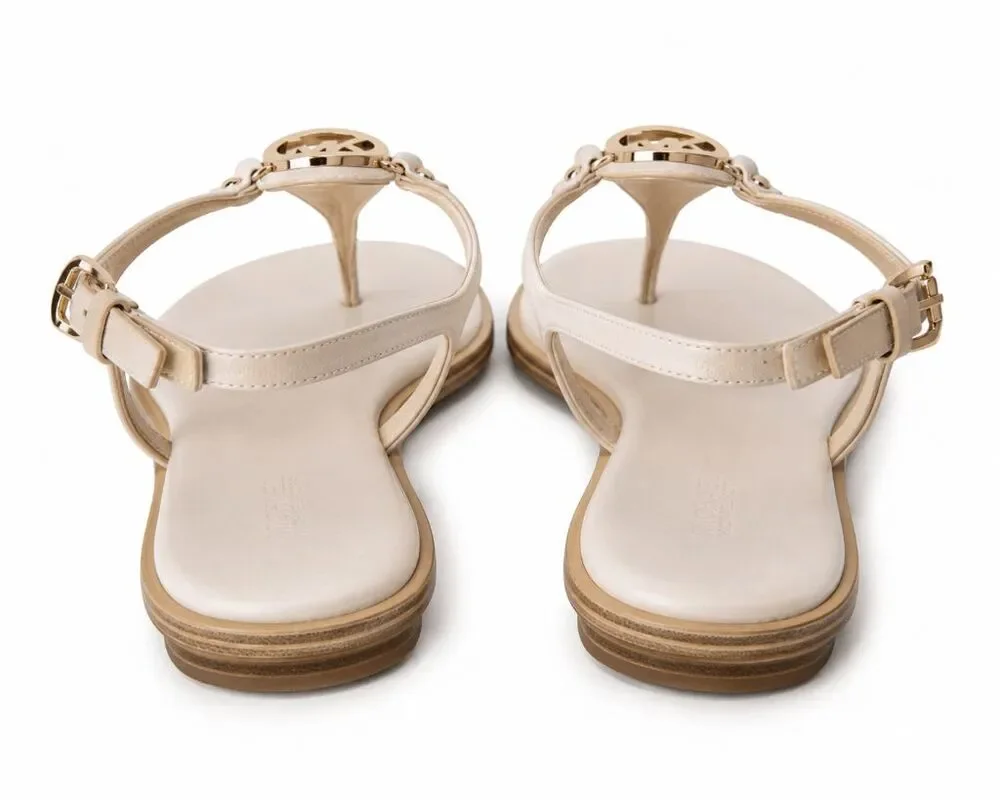 MICHAEL KORS Mallory Tan Leather T-Strap Sandal Size 9M